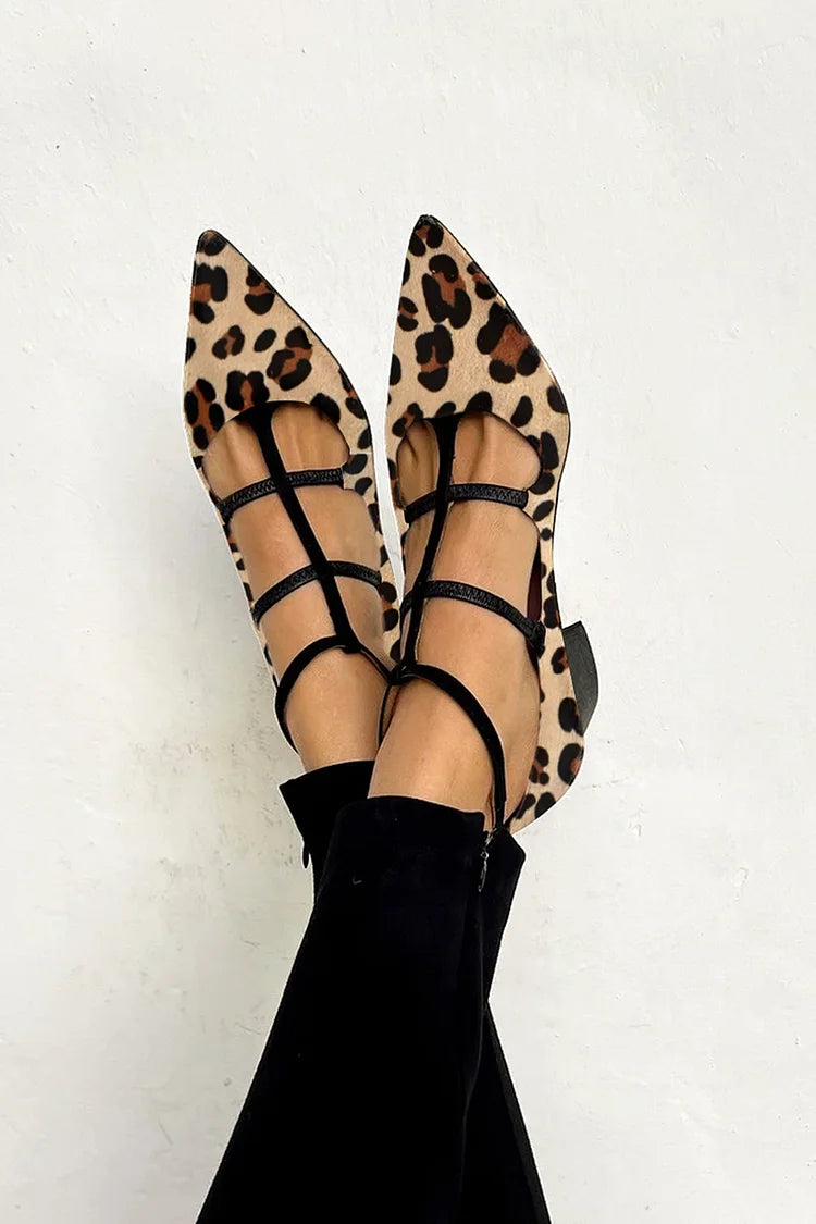 Bridget | Leopard Print Ballet Heels with Strap