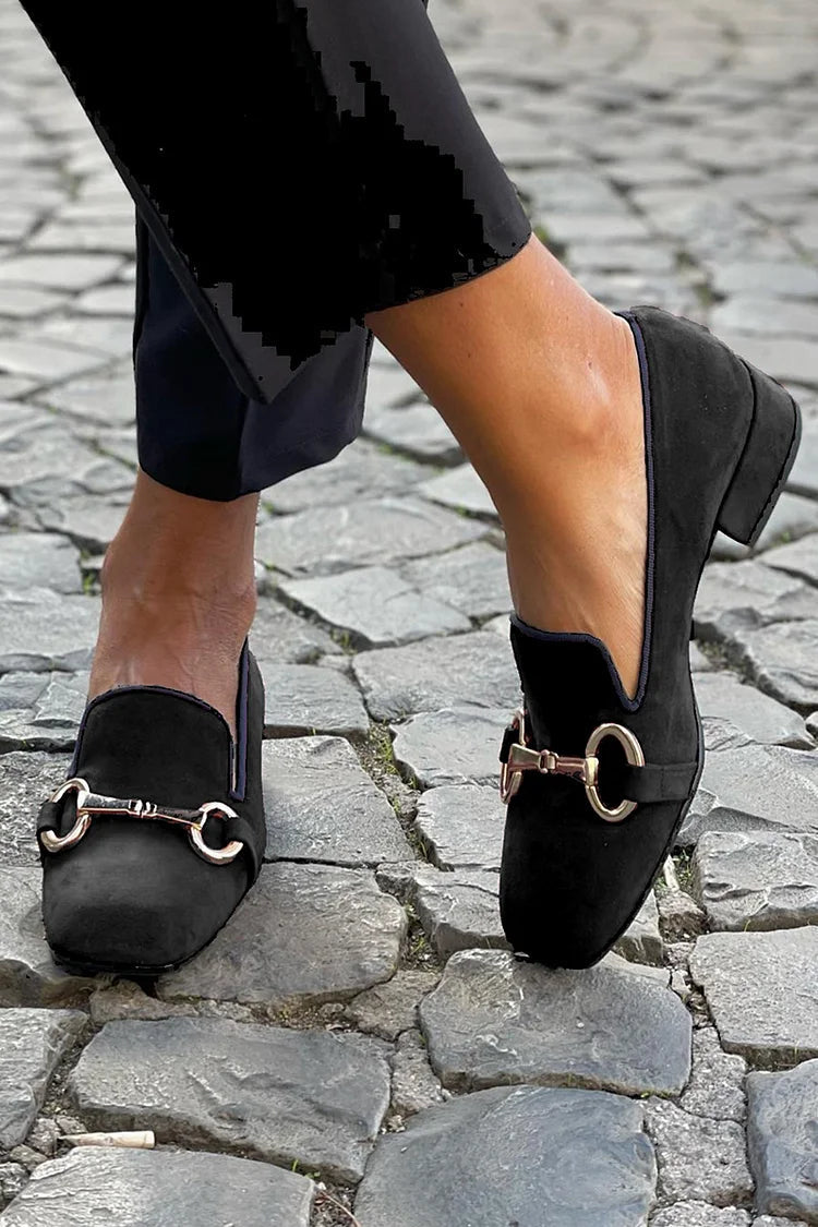 Candice | Black Loafers Featuring Gold Accents