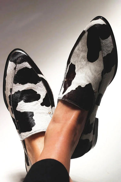 Becca | Cow Print Slip-On Shoes