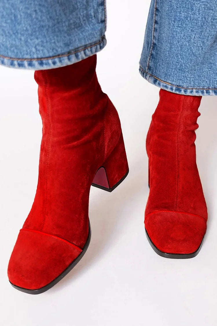 Frances | Bold Heeled Square-Toe Ankle Boot