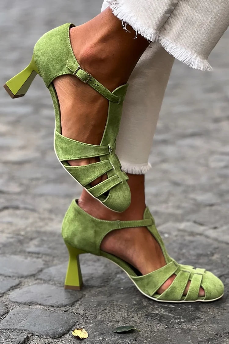 Isabel | Retro Green Strappy Heels