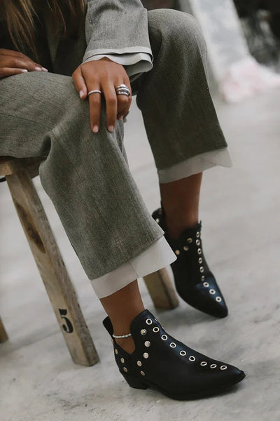 Brenda | Studded Pointed-Toe Ankle Boot