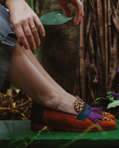 Hallie | Fringe-Detail Loafer with Animal Print