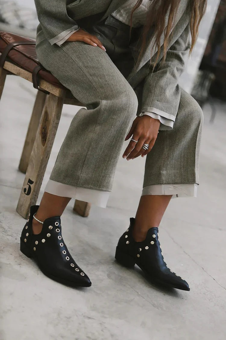 Brenda | Studded Pointed-Toe Ankle Boot