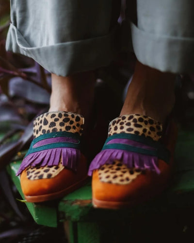 Hallie | Fringe-Detail Loafer with Animal Print