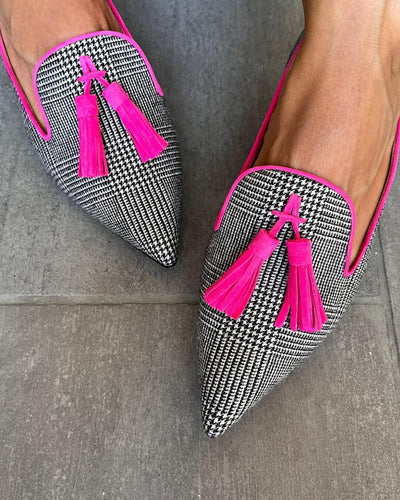 Zoe | Pointed Loafers with Neon Fringes