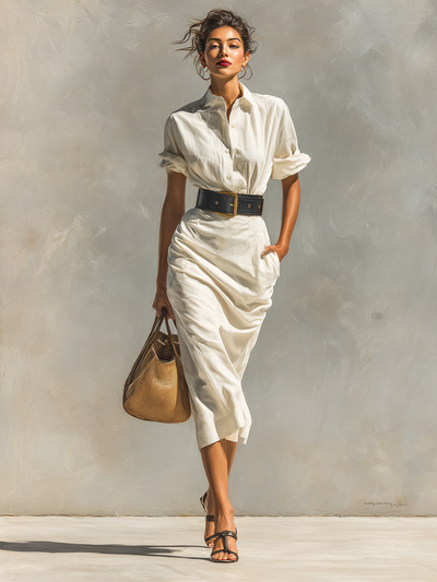 Vivian | Collared Belted Dress