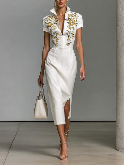 Alina | Embroidered Midi Dress