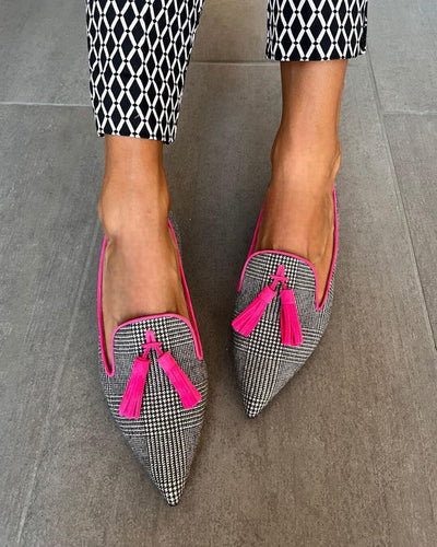 Zoe | Pointed Loafers with Neon Fringes