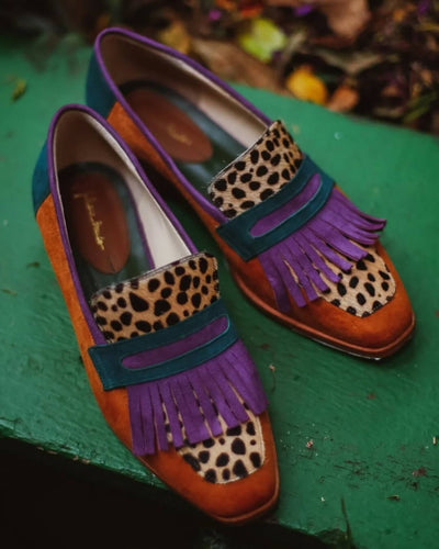 Hallie | Fringe-Detail Loafer with Animal Print