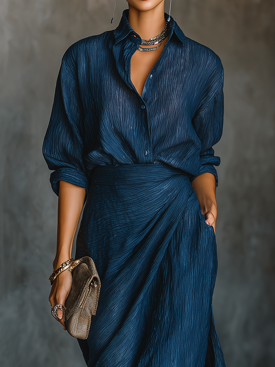 Mabel | Dark Blue Cotton-Linen Set