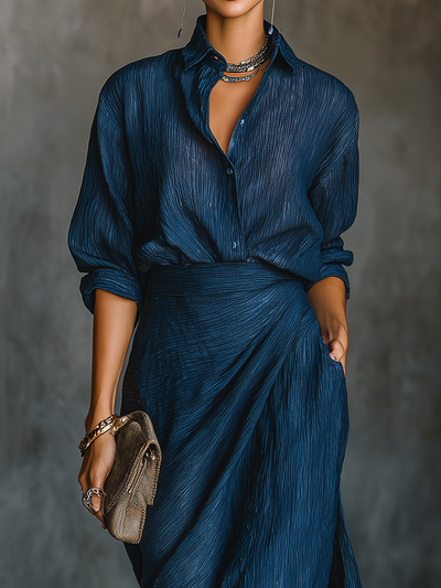 Mabel | Dark Blue Cotton-Linen Set