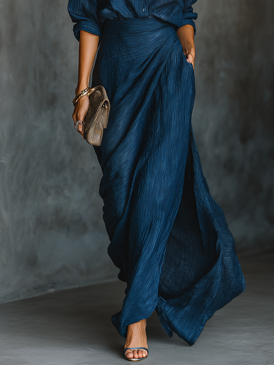 Mabel | Dark Blue Cotton-Linen Set