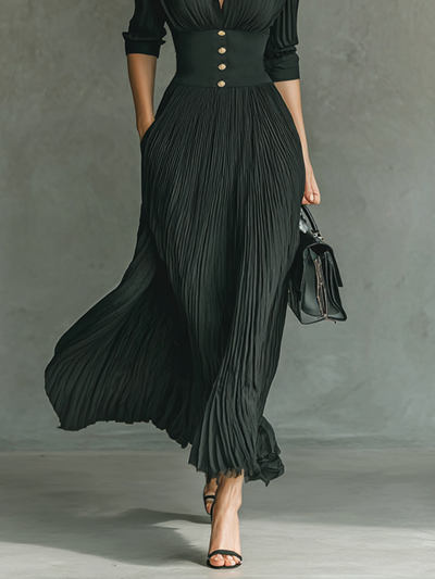 Ethel | Pleated Long Sleeve Maxi
