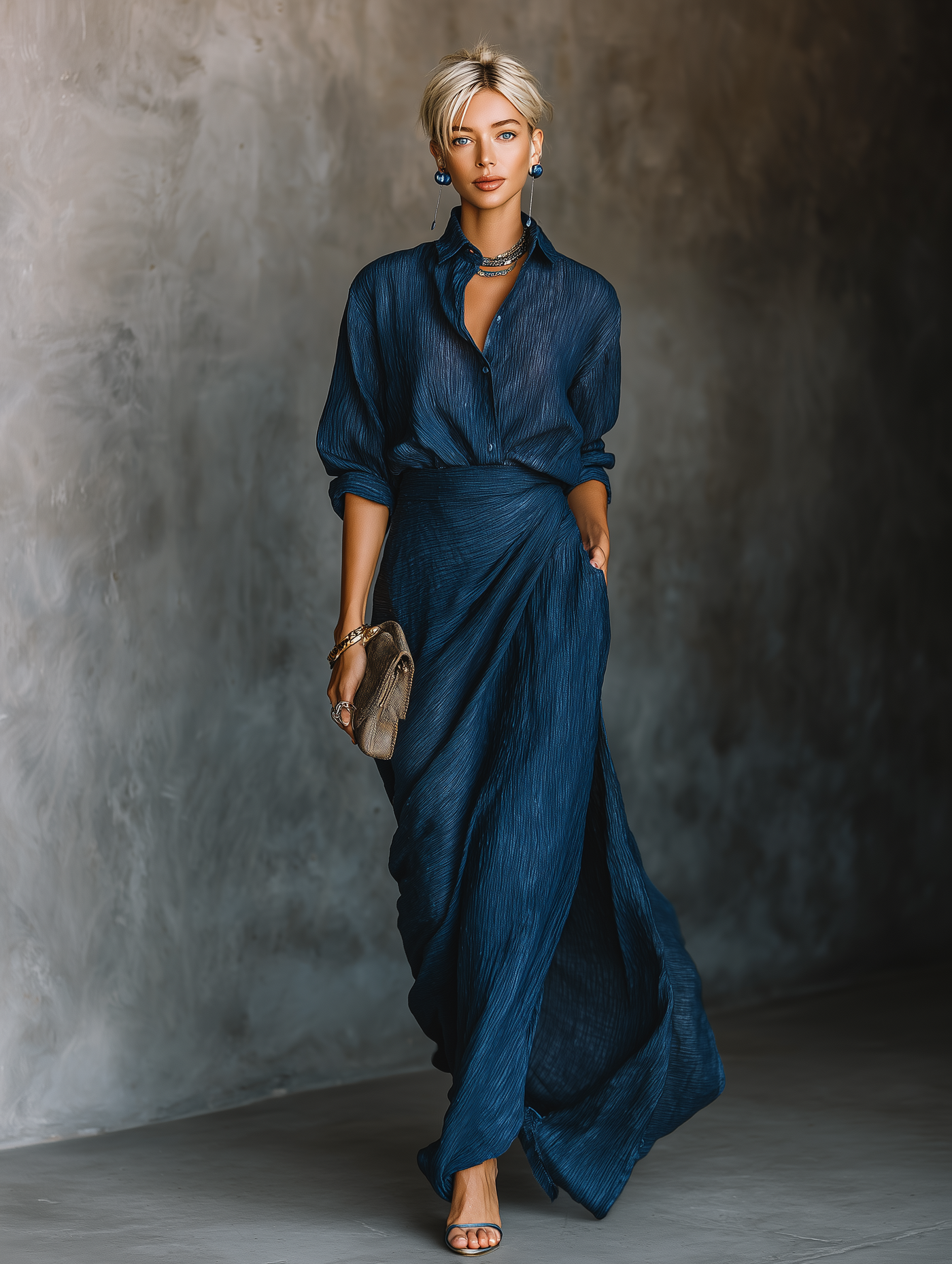 Mabel | Dark Blue Cotton-Linen Set