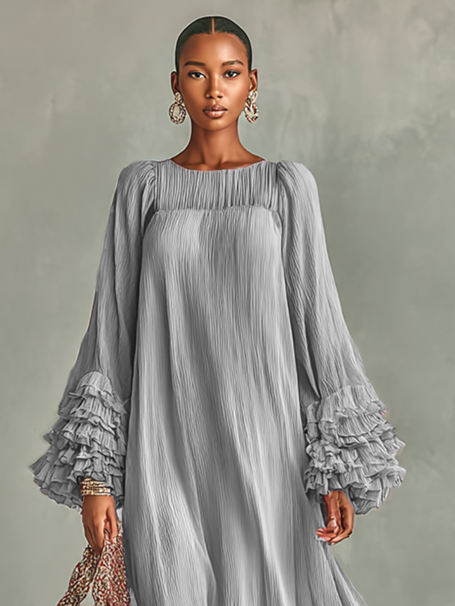 Harriet | Pleated Chiffon Maxi Dress