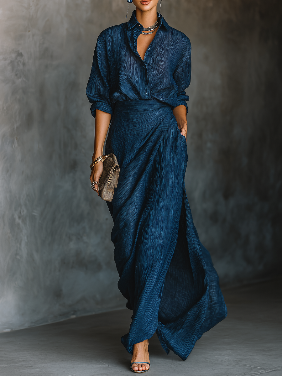 Mabel | Dark Blue Cotton-Linen Set