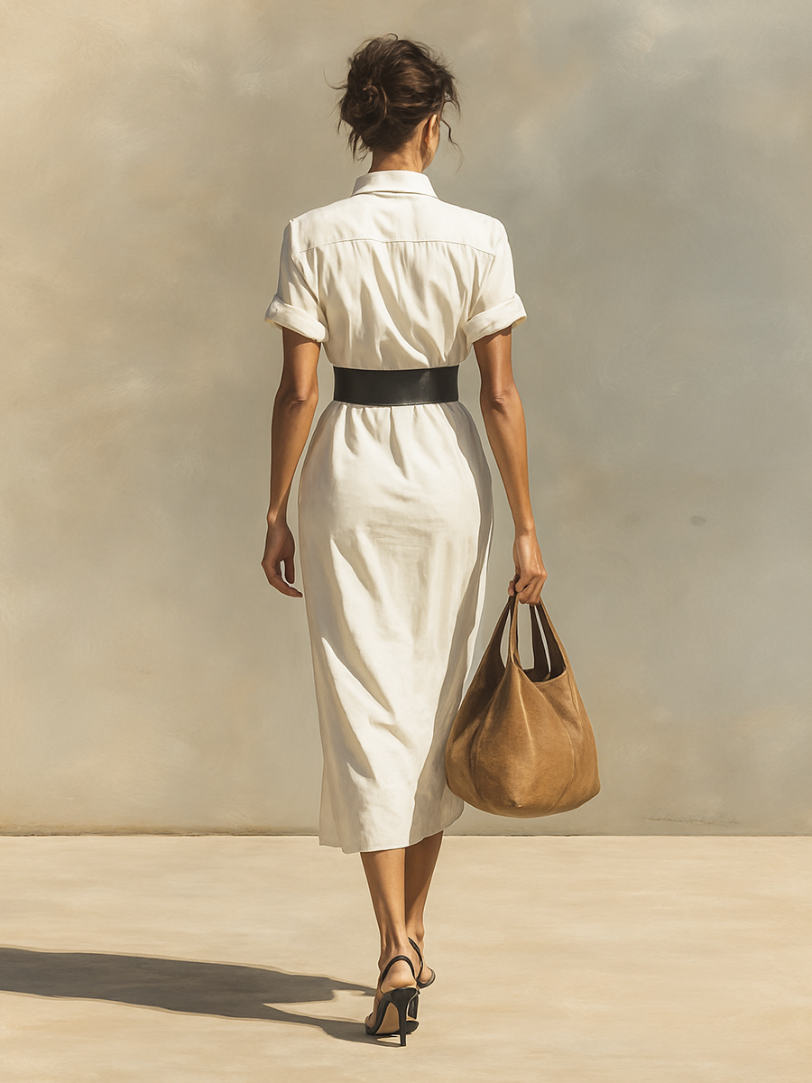 Vivian | Collared Belted Dress
