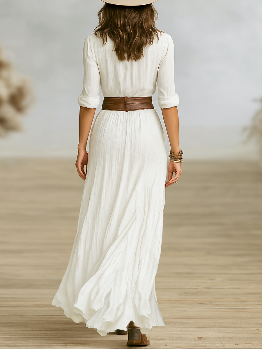 Edith | Imitation Linen Maxi Dress