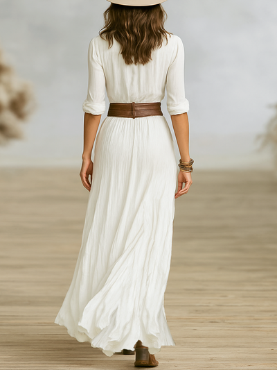 Edith | Imitation Linen Maxi Dress