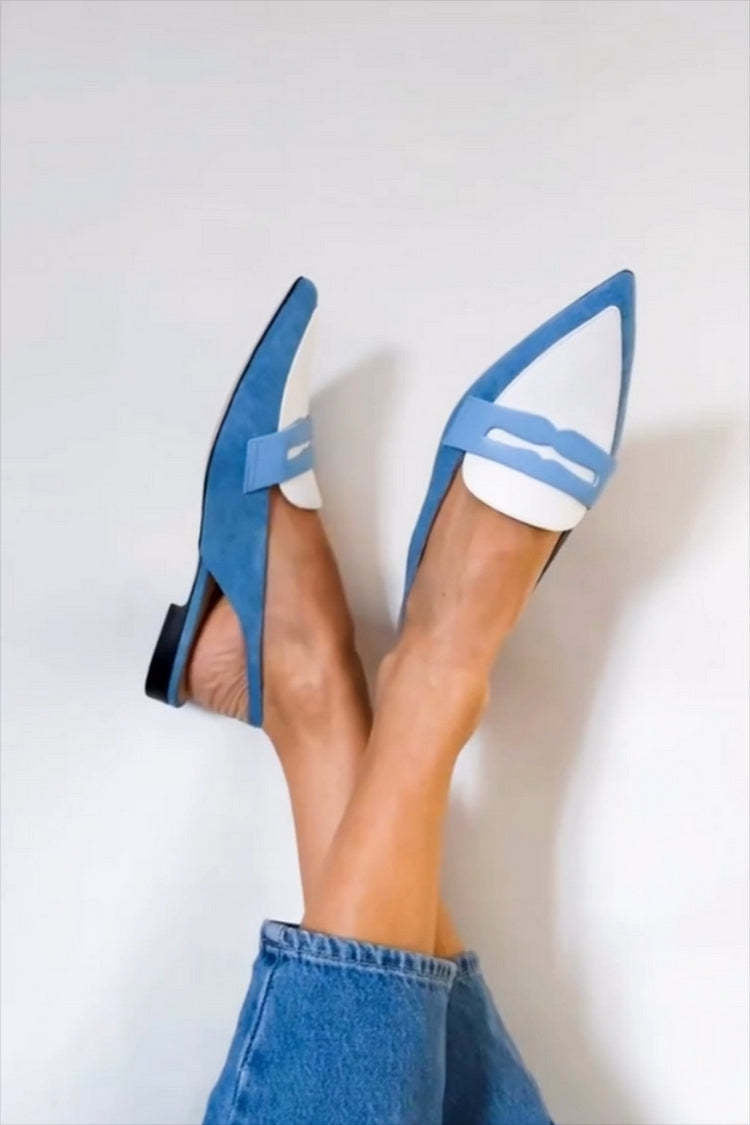 Jacqueline | Blue Slingback Loafer Shoes