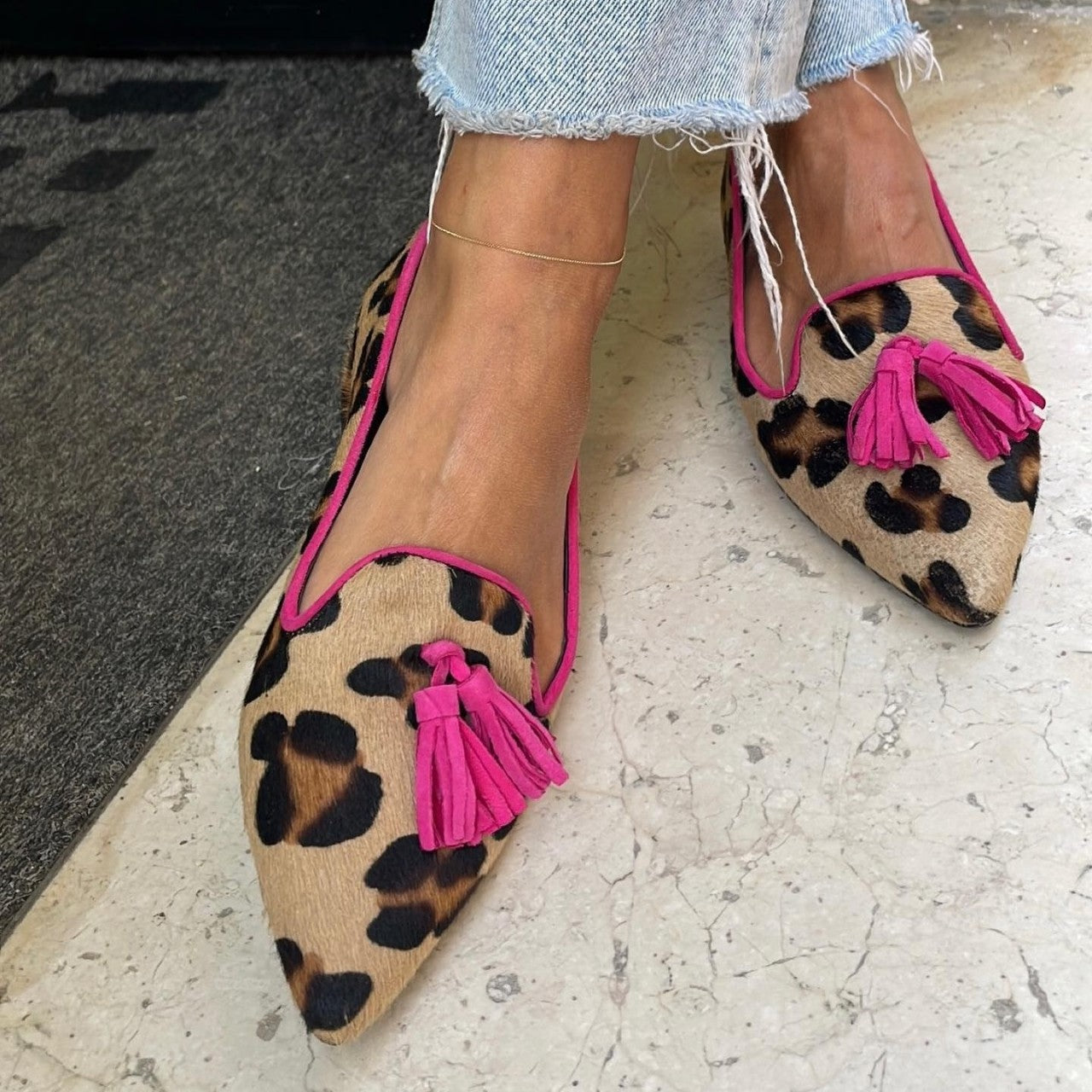 Ana | Stylish Animal Print Ballet Flats with Elegant Tassels