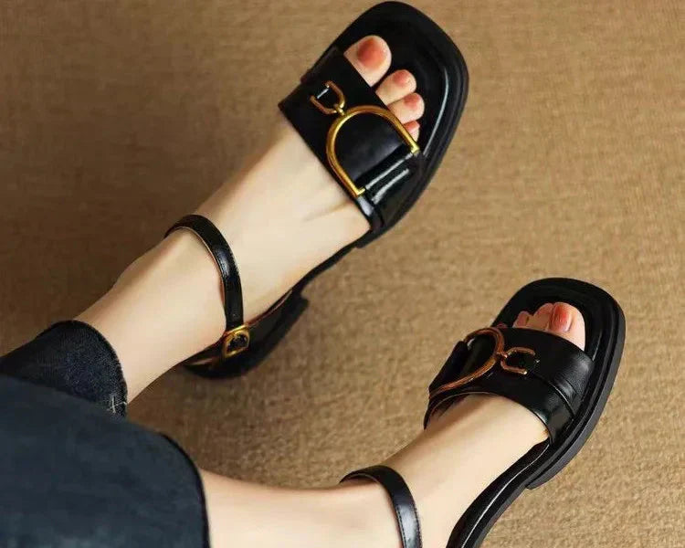 Amara | Buckle-Detail Flat Sandals™