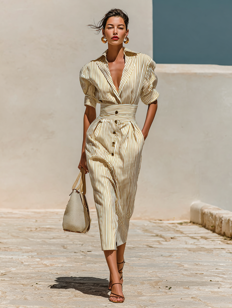 Juliette | Striped Midi Dress
