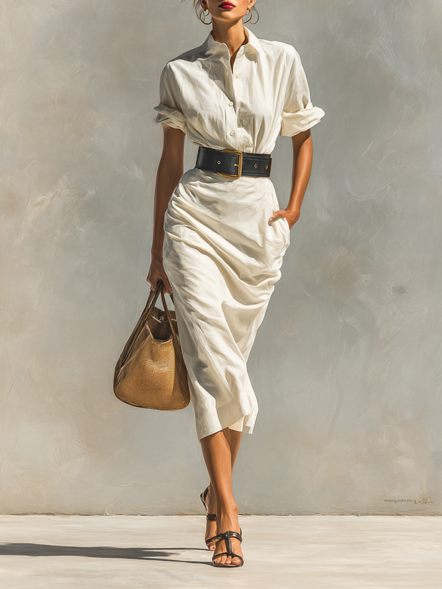 Vivian | Collared Belted Dress