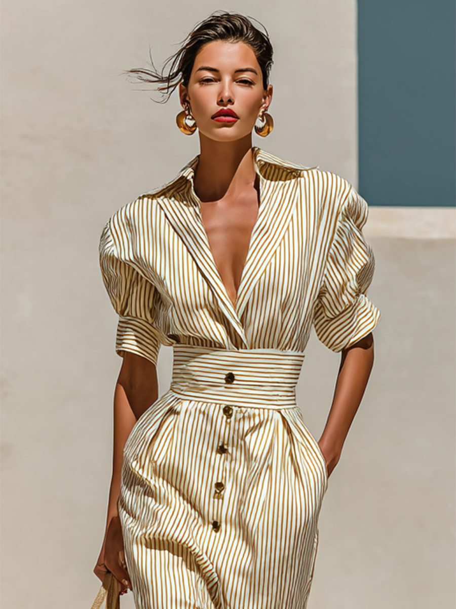 Juliette | Striped Midi Dress