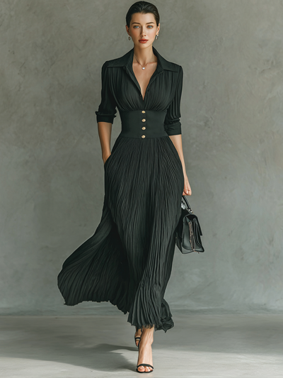Ethel | Pleated Long Sleeve Maxi