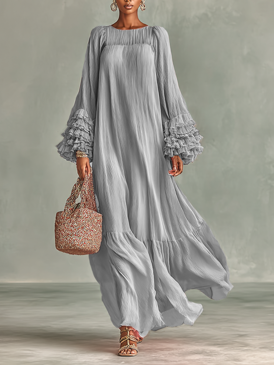 Harriet | Pleated Chiffon Maxi Dress
