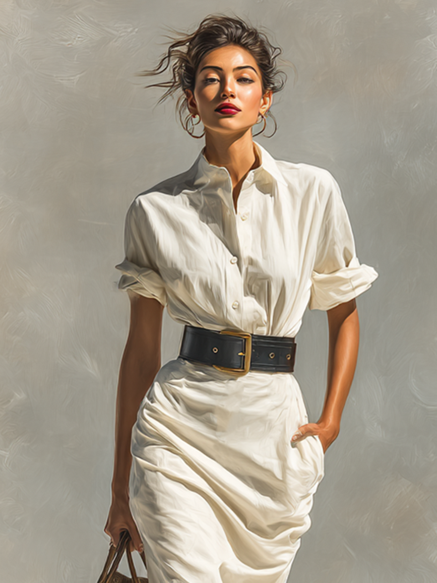 Vivian | Collared Belted Dress